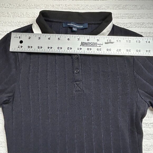 French Connection Women's Ribbed Polo Bodycon Mini Dress Popover Black Size 2 - Picture 5 of 9